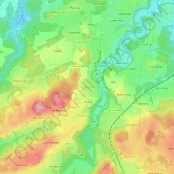 Topografische kaart Prutdorf, hoogte, reliëf