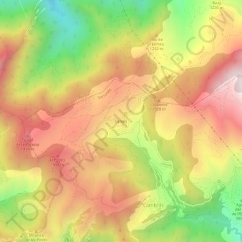 Topografische kaart Llinars, hoogte, reliëf