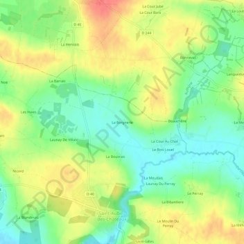 Topografische kaart La Borgnerie, hoogte, reliëf
