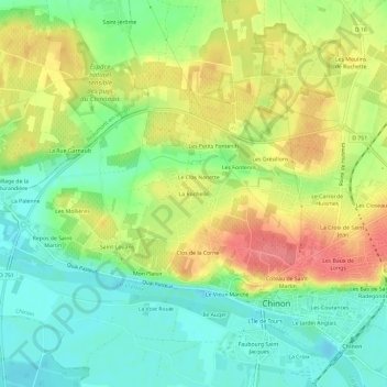 Topografische kaart La Rochelle, hoogte, reliëf