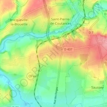Topografische kaart Le Procureur, hoogte, reliëf