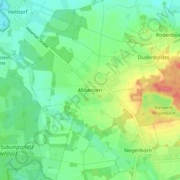 Topografische kaart Abbensen, hoogte, reliëf