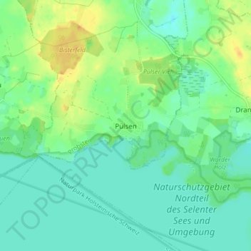 Topografische kaart Pülsen, hoogte, reliëf
