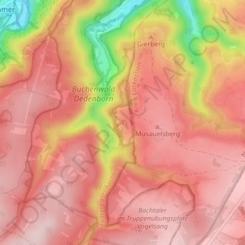 Topografische kaart Leykaul, hoogte, reliëf
