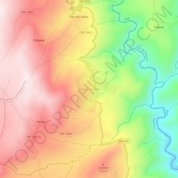 Topografische kaart Souto Maior, hoogte, reliëf