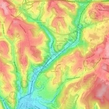 Topografische kaart Linhart, hoogte, reliëf