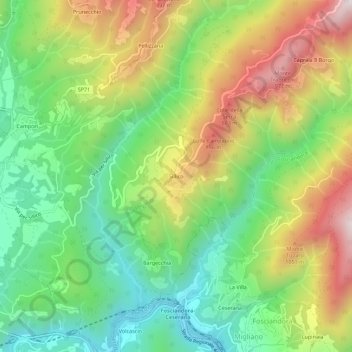 Topografische kaart Sillico, hoogte, reliëf