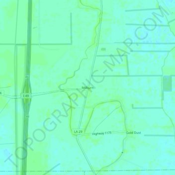 Topografische kaart Milburn, hoogte, reliëf