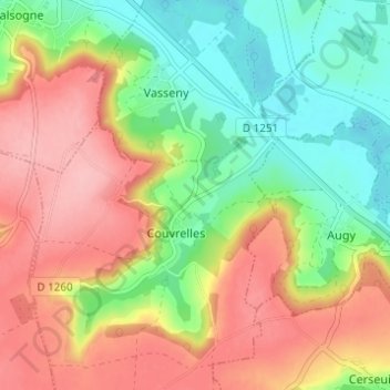 Topografische kaart La Garenne, hoogte, reliëf
