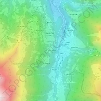 Topografische kaart Les Houchettes, hoogte, reliëf