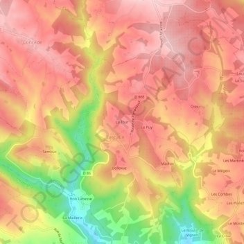 Topografische kaart La Tour, hoogte, reliëf