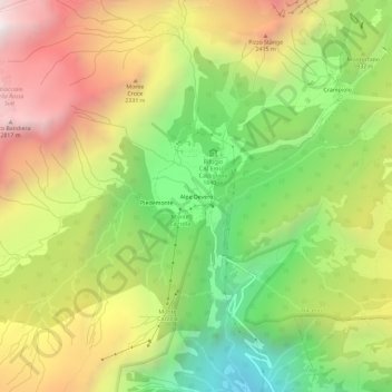 Topografische kaart Alpe Devero, hoogte, reliëf