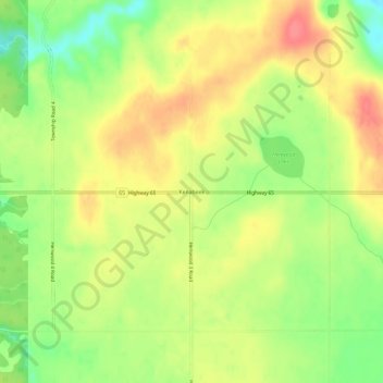 Topografische kaart Kenabeek, hoogte, reliëf