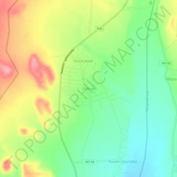 Topografische kaart Didivar, hoogte, reliëf