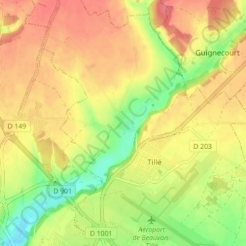 Topografische kaart Rieux, hoogte, reliëf