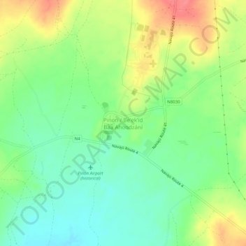 Topografische kaart Pinon, hoogte, reliëf