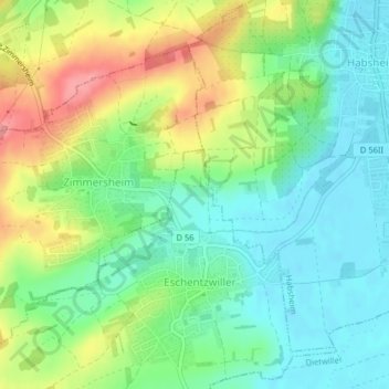 Topografische kaart Bingle, hoogte, reliëf