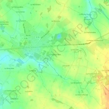 Topografische kaart La Chardonnière, hoogte, reliëf