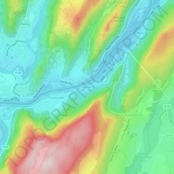 Topografische kaart Le Port, hoogte, reliëf