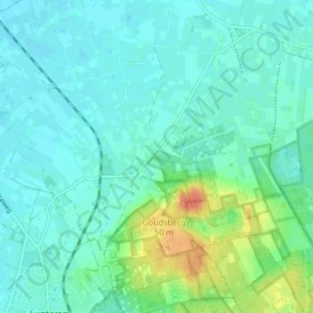 Topografische kaart Meulunteren, hoogte, reliëf