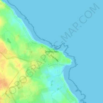 Topografische kaart Seahouses, hoogte, reliëf