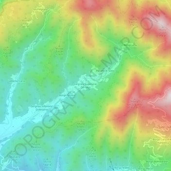 Topografische kaart Cergneu, hoogte, reliëf