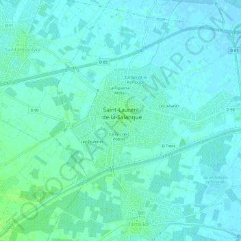 Topografische kaart La Ville, hoogte, reliëf