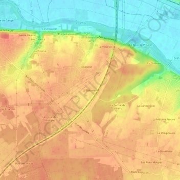 Topografische kaart La Babinière, hoogte, reliëf