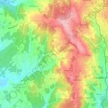 Topografische kaart Ínsua, hoogte, reliëf