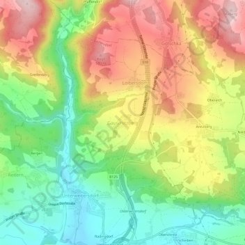 Topografische kaart Gauschitzberg, hoogte, reliëf