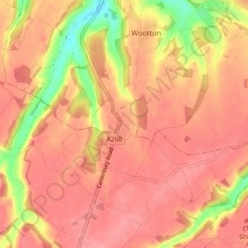 Topografische kaart Selsted, hoogte, reliëf
