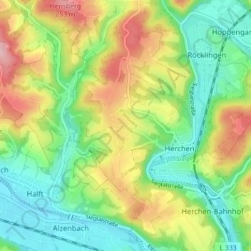 Topografische kaart Gerressen, hoogte, reliëf