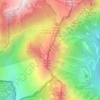 Topografische kaart Porta di Campobrun, hoogte, reliëf