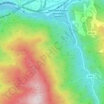 Topografische kaart Le Tassata, hoogte, reliëf