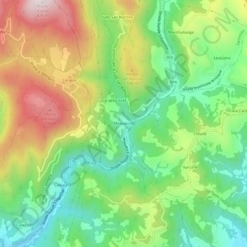 Topografische kaart Molinaccio, hoogte, reliëf