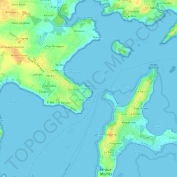 Topografische kaart Port Blanc, hoogte, reliëf
