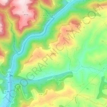 Topografische kaart Costrix, hoogte, reliëf