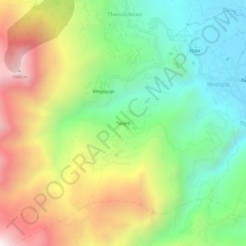 Topografische kaart Taygeti, hoogte, reliëf
