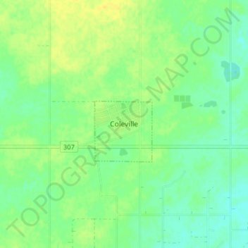 Topografische kaart Coleville, hoogte, reliëf
