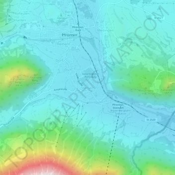 Topografische kaart Steinach, hoogte, reliëf