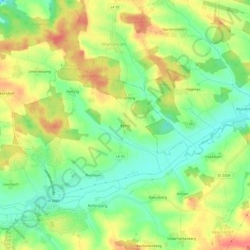 Topografische kaart Eging, hoogte, reliëf