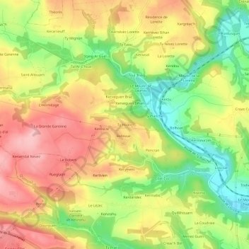 Topografische kaart Ty Hoant, hoogte, reliëf