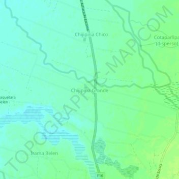 Topografische kaart Chijipina Grande, hoogte, reliëf