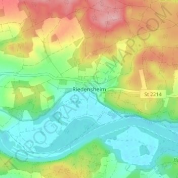 Topografische kaart Riedensheim, hoogte, reliëf