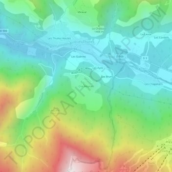 Topografische kaart Clot Meyran, hoogte, reliëf