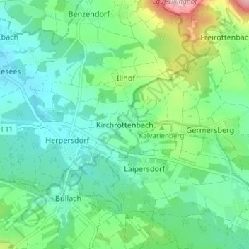Topografische kaart Kirchröttenbach, hoogte, reliëf