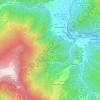 Topografische kaart Blanc, hoogte, reliëf