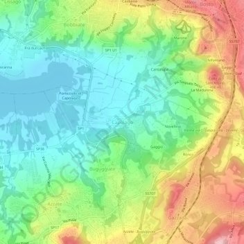 Topografische kaart Capolago, hoogte, reliëf