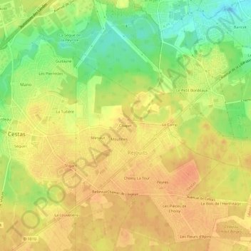 Topografische kaart Chapet, hoogte, reliëf