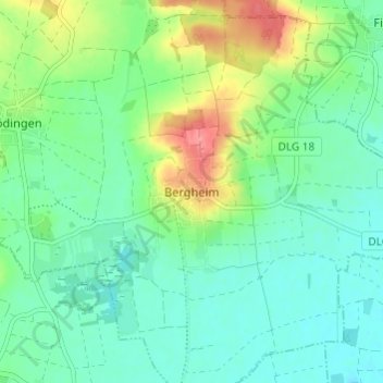 Topografische kaart Bergheim, hoogte, reliëf